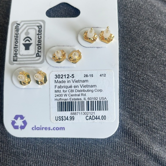 Claire's 18kt Gold Plated Pink Western Earring Set - Picture 4 of 4